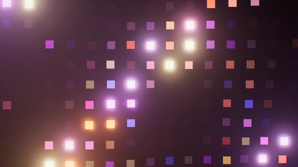 Halofloor’s DiscoSquares visual: colorful squares of light like a dance floor.