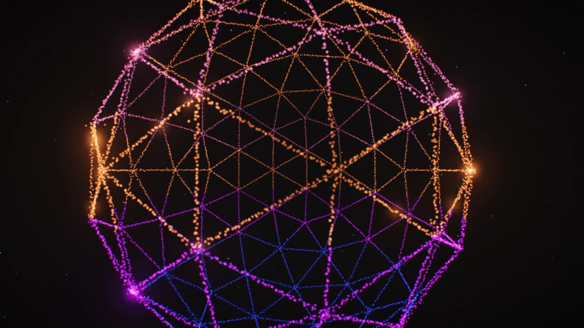 Airframe: a geodesic sphere of light — screenshot of the Halofloor music visualizer