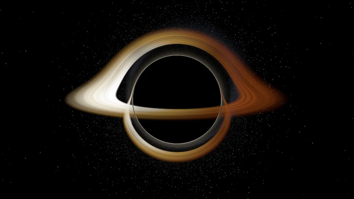 Blackhole: a black hole and its disc of fire — screenshot of the Halofloor music visualizer