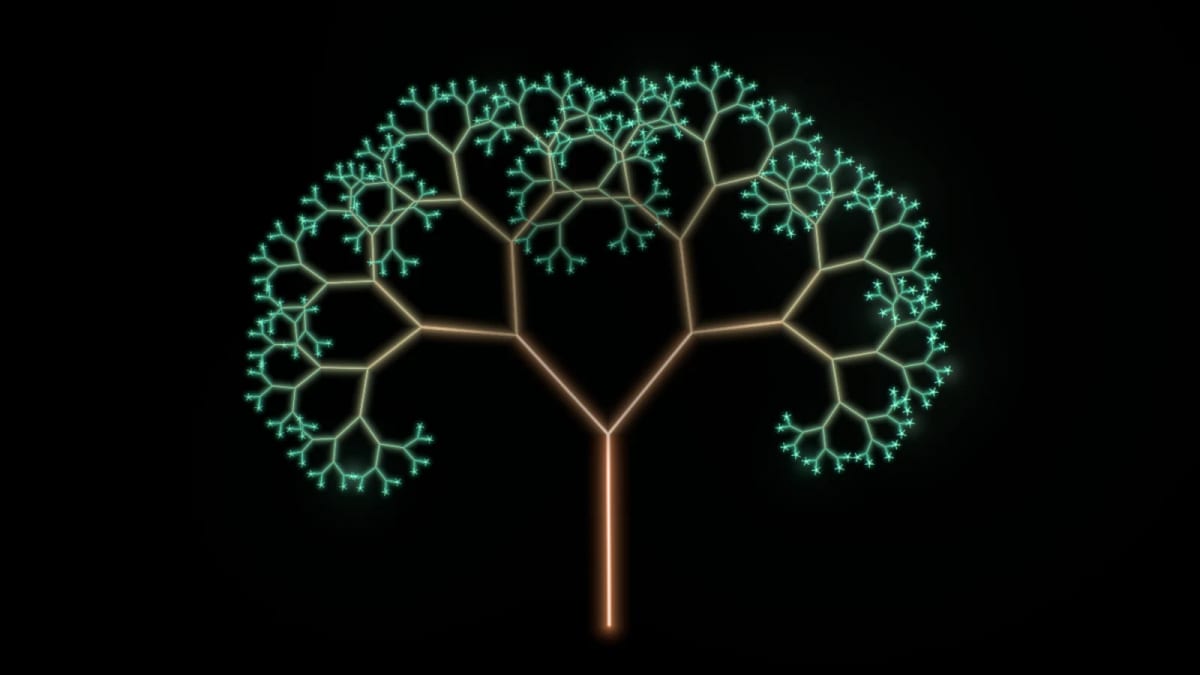 Branches: a neon tree growing to the beat — screenshot of the Halofloor music visualizer