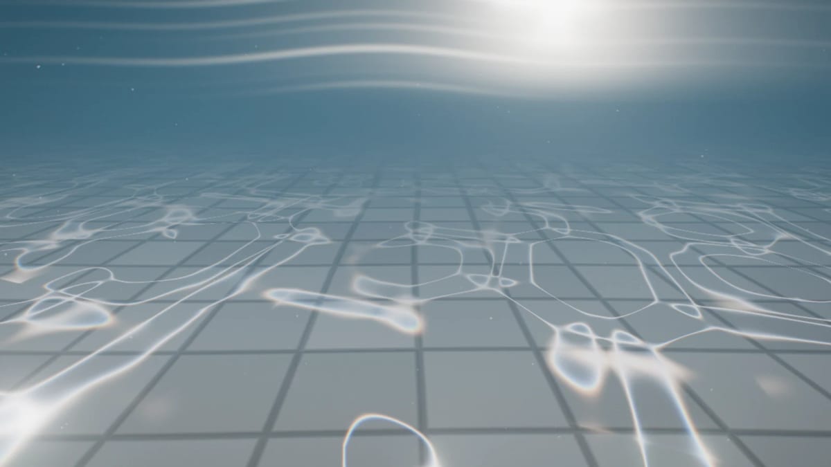 Caustics: light rippling in a swimming pool — screenshot of the Halofloor music visualizer