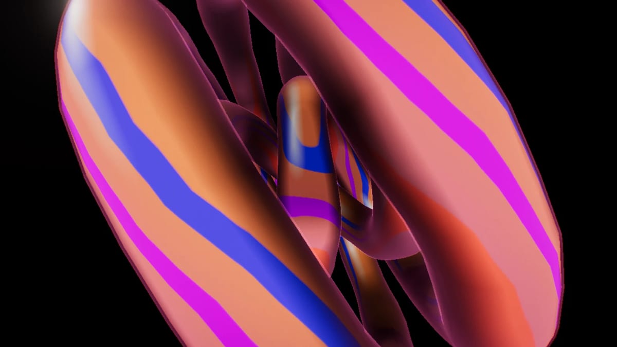 ChromeFlux: ribbons of liquid chrome — screenshot of the Halofloor music visualizer