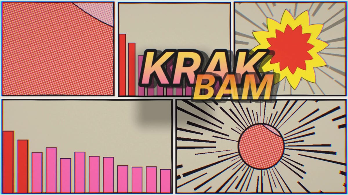 Comic: a pop-art comic page — screenshot of the Halofloor music visualizer