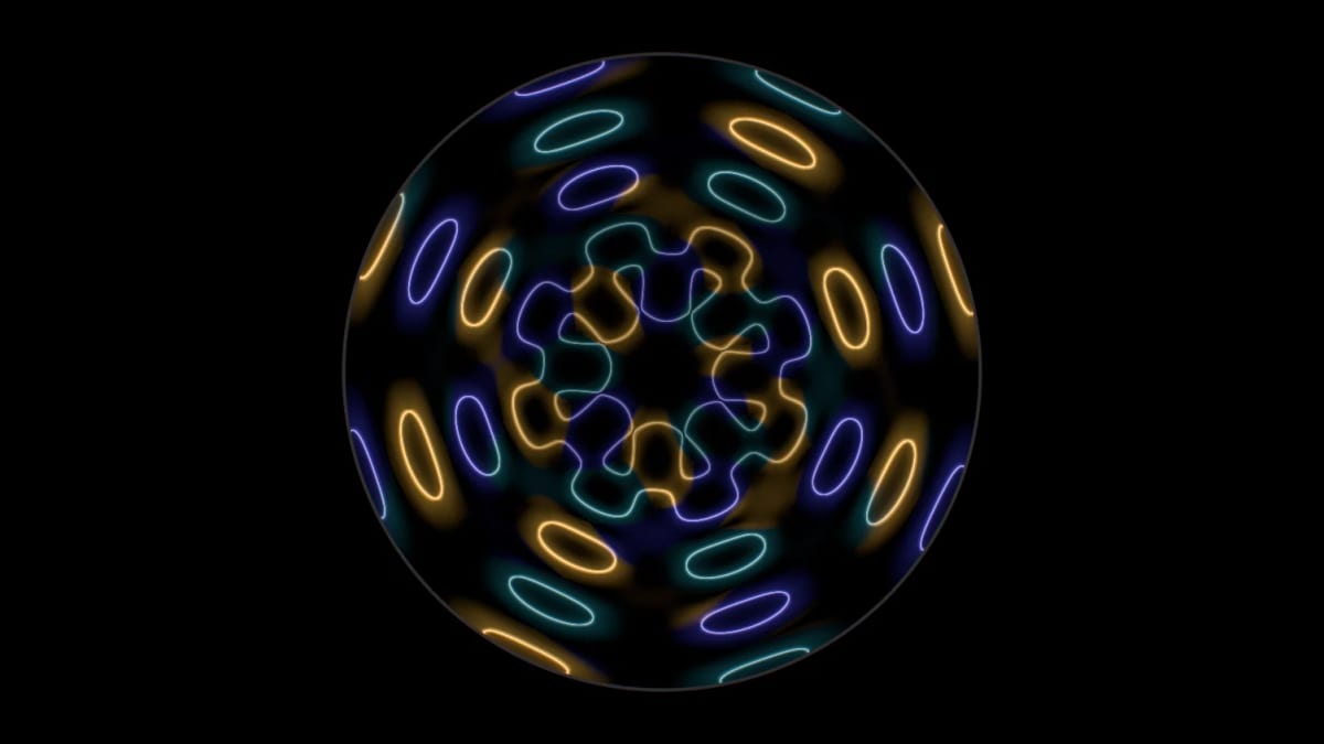 Cymatics: water vibrating to the sound — screenshot of the Halofloor music visualizer