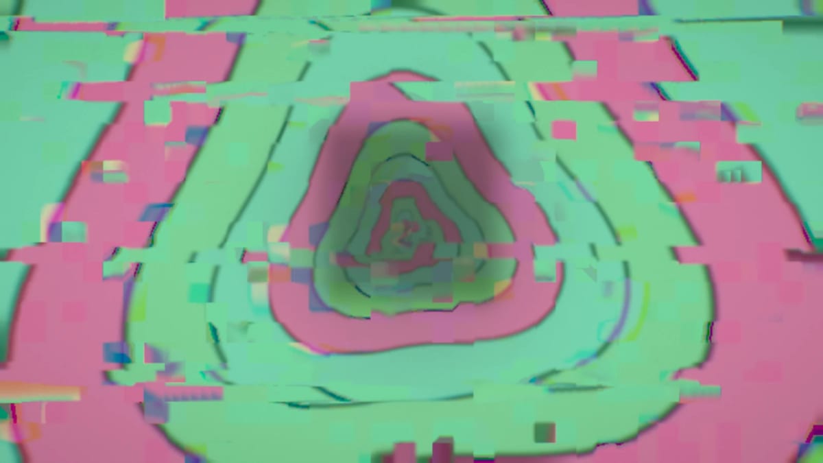 Datamosh: a video that melts and tears — screenshot of the Halofloor music visualizer