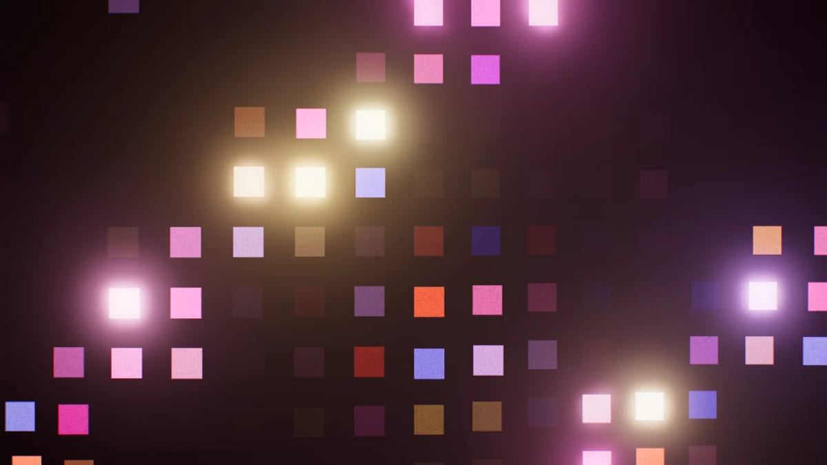 DiscoSquares: glowing dance-floor squares — screenshot of the Halofloor music visualizer