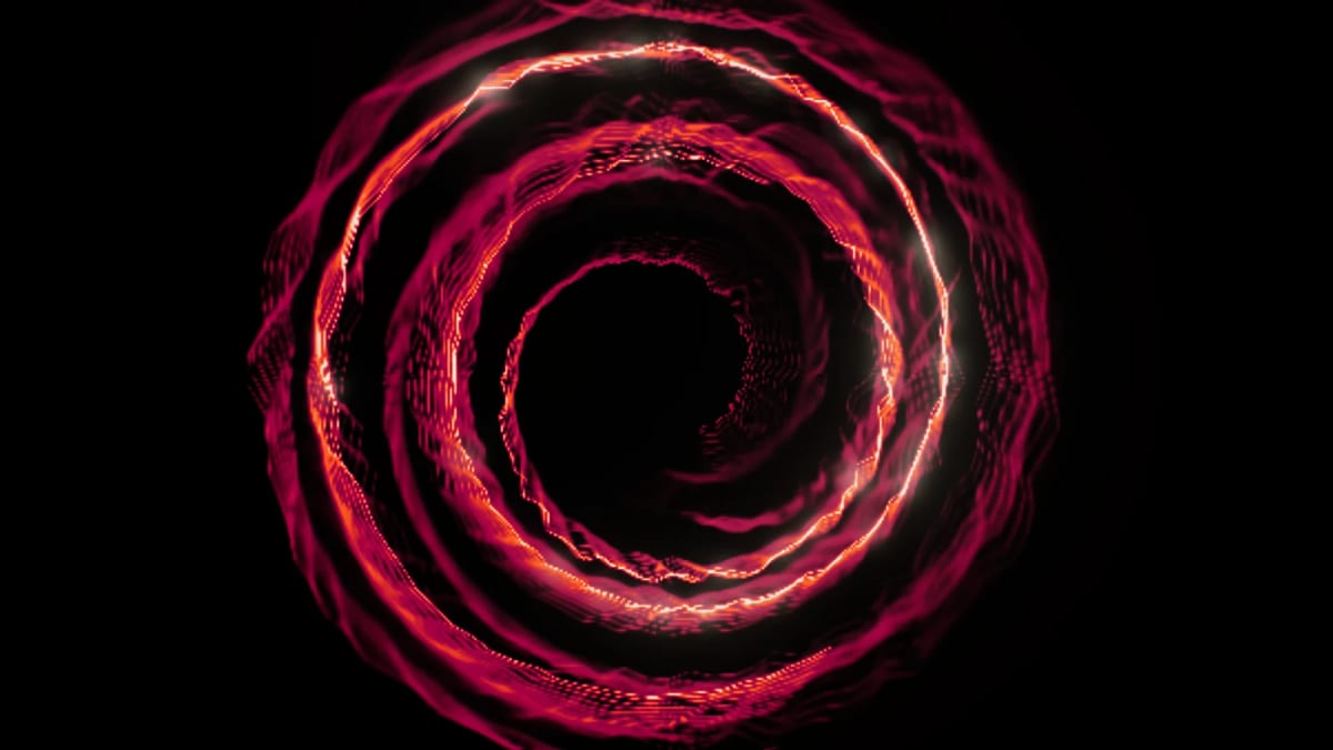 Flowmap: rings of light in flow — screenshot of the Halofloor music visualizer
