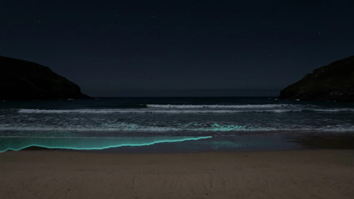 Glowtide: bioluminescent waves — screenshot of the Halofloor music visualizer