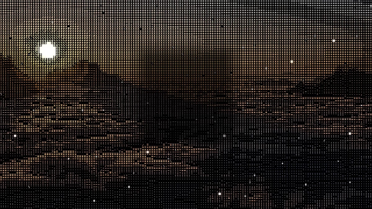 Glyphs: the screen in characters: big ASCII art — screenshot of the Halofloor music visualizer