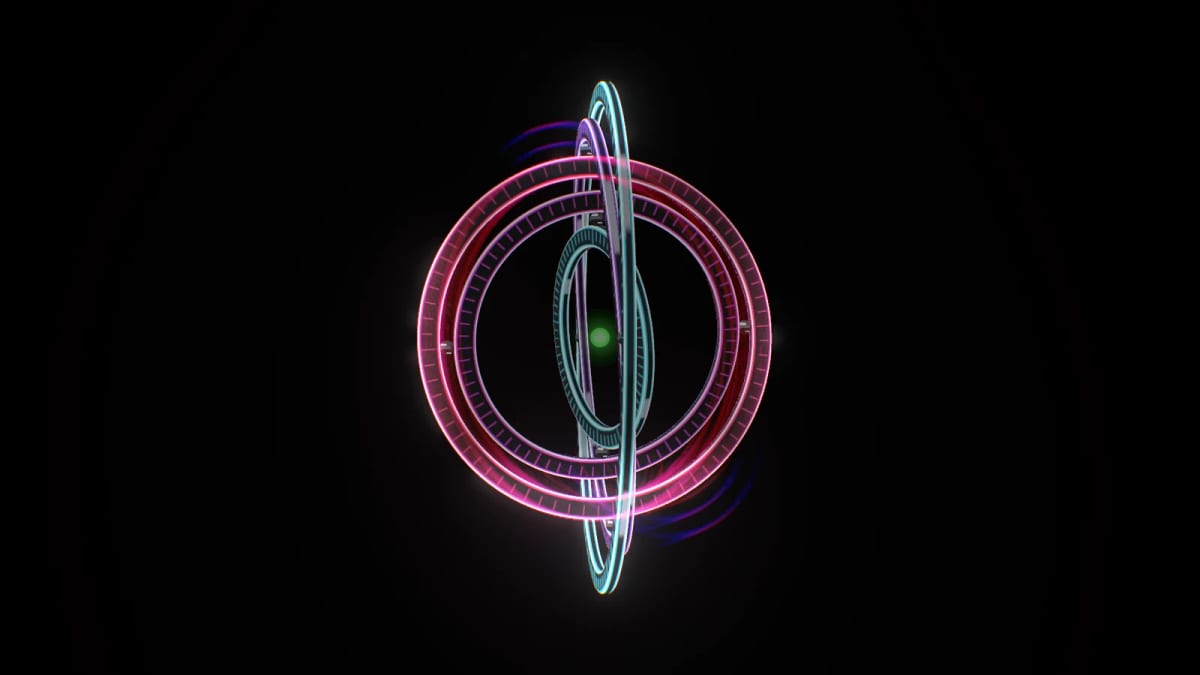 Gyro: a neon gyroscope that flips — screenshot of the Halofloor music visualizer