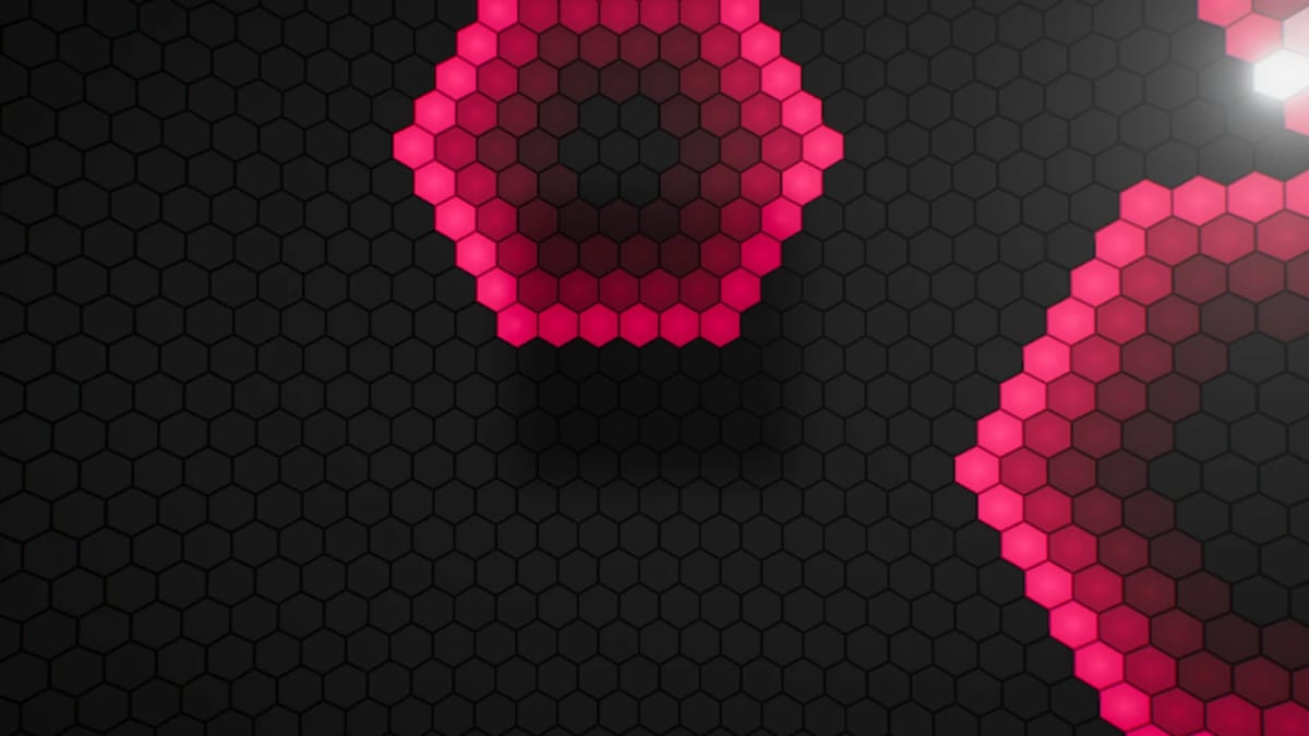 Hex: a wall of neon hexagons — screenshot of the Halofloor music visualizer