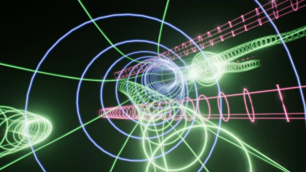 Hyperloop: a race through a network of neon tubes — screenshot of the Halofloor music visualizer
