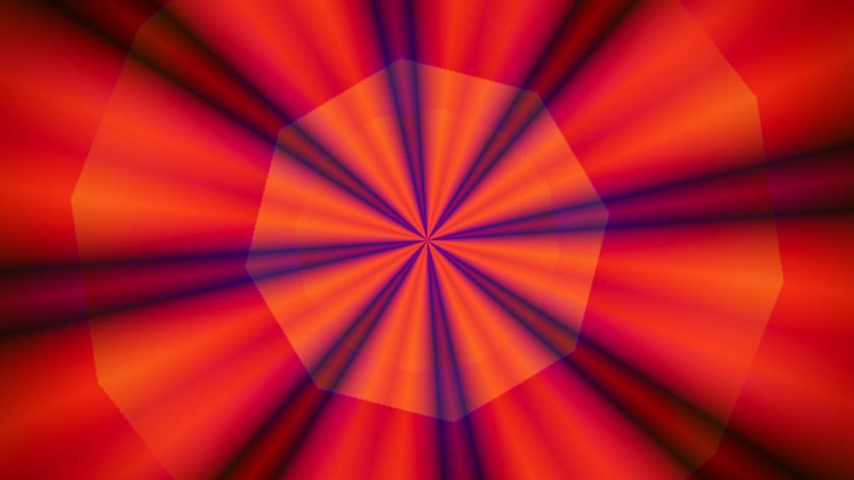 KaleidoDrift: intense kaleidoscope rays — screenshot of the Halofloor music visualizer