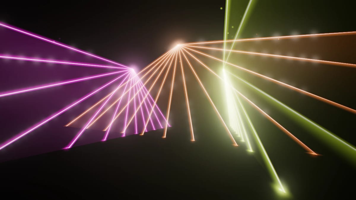LaserCathedral: a cathedral of lasers — screenshot of the Halofloor music visualizer