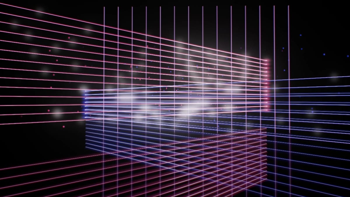 LaserGrid: a laser grid in perspective — screenshot of the Halofloor music visualizer