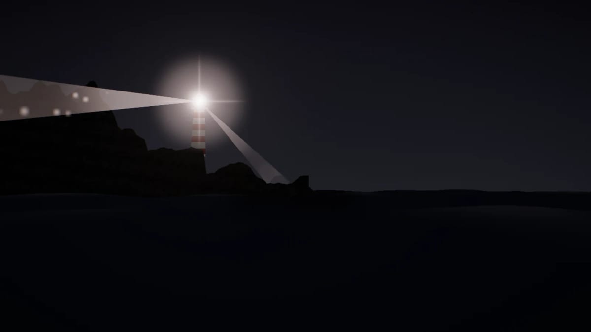 Lighthouse: a lighthouse at night — screenshot of the Halofloor music visualizer