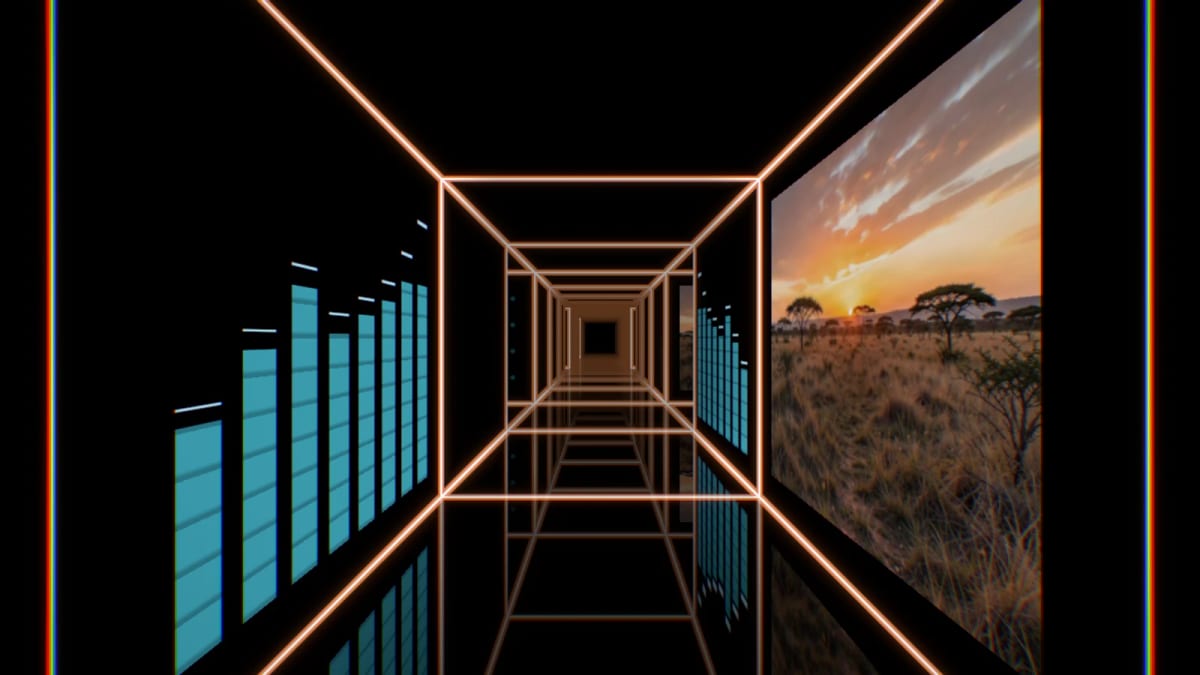 Maze: a race through a neon maze — screenshot of the Halofloor music visualizer