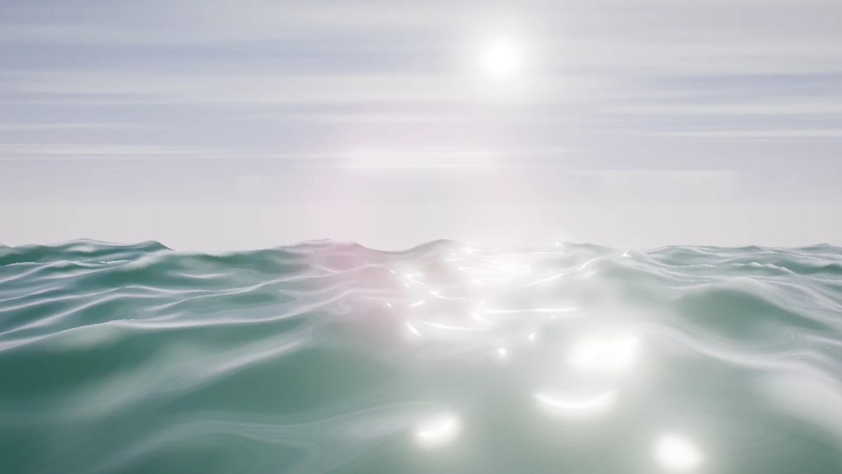 Ocean: turquoise waves in the sun — screenshot of the Halofloor music visualizer