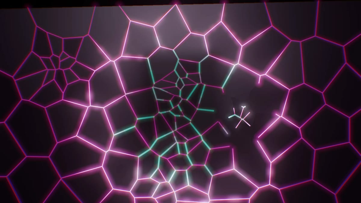 Pane: a cracked black pane that shatters on the drop — screenshot of the Halofloor music visualizer