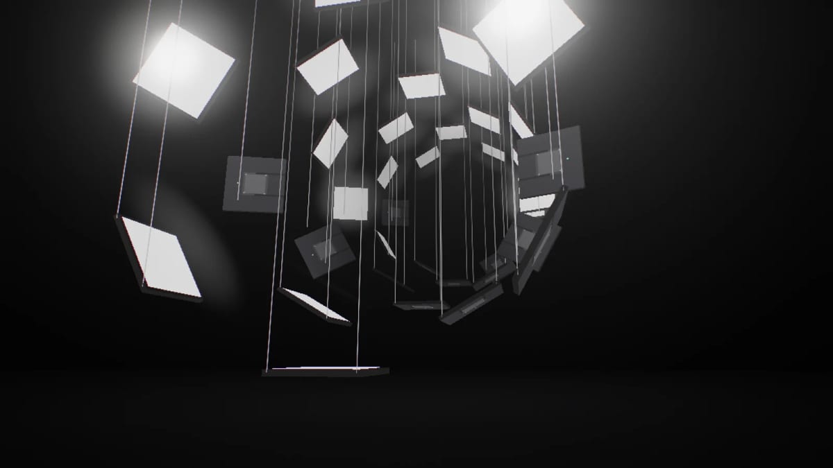 Panels: hanging screens in a mosaic — screenshot of the Halofloor music visualizer