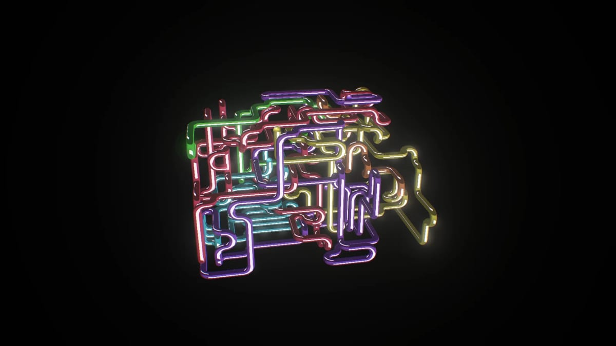 Pipes: neon pipes growing to the beat — screenshot of the Halofloor music visualizer