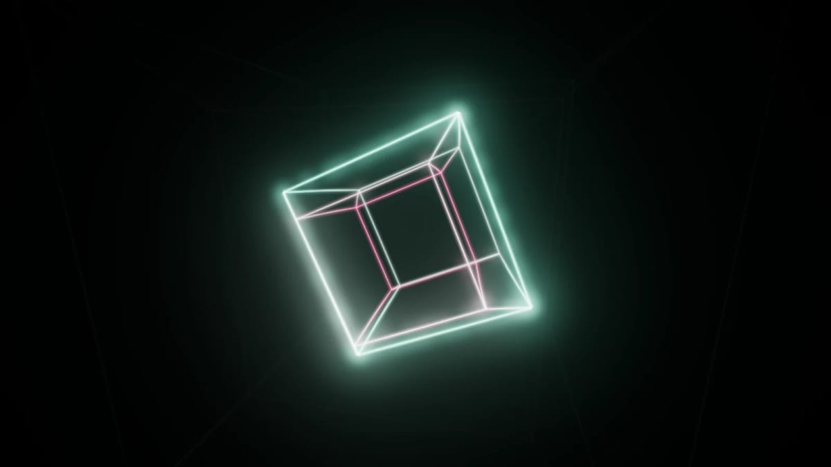 Polytope: polytopes in wires of light — screenshot of the Halofloor music visualizer