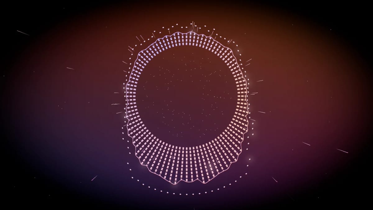 Pulsar: a spectrum ring around the artwork — screenshot of the Halofloor music visualizer
