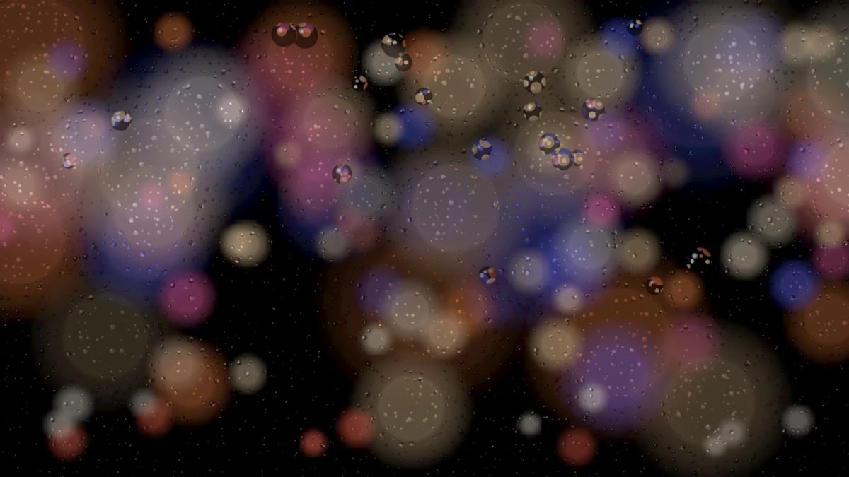 Rainwindow: rain on a window at night — screenshot of the Halofloor music visualizer
