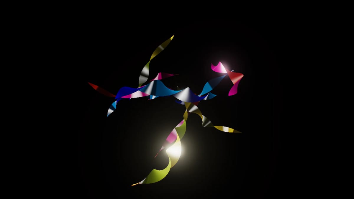 Ribbons: satin ribbons in the dark — screenshot of the Halofloor music visualizer