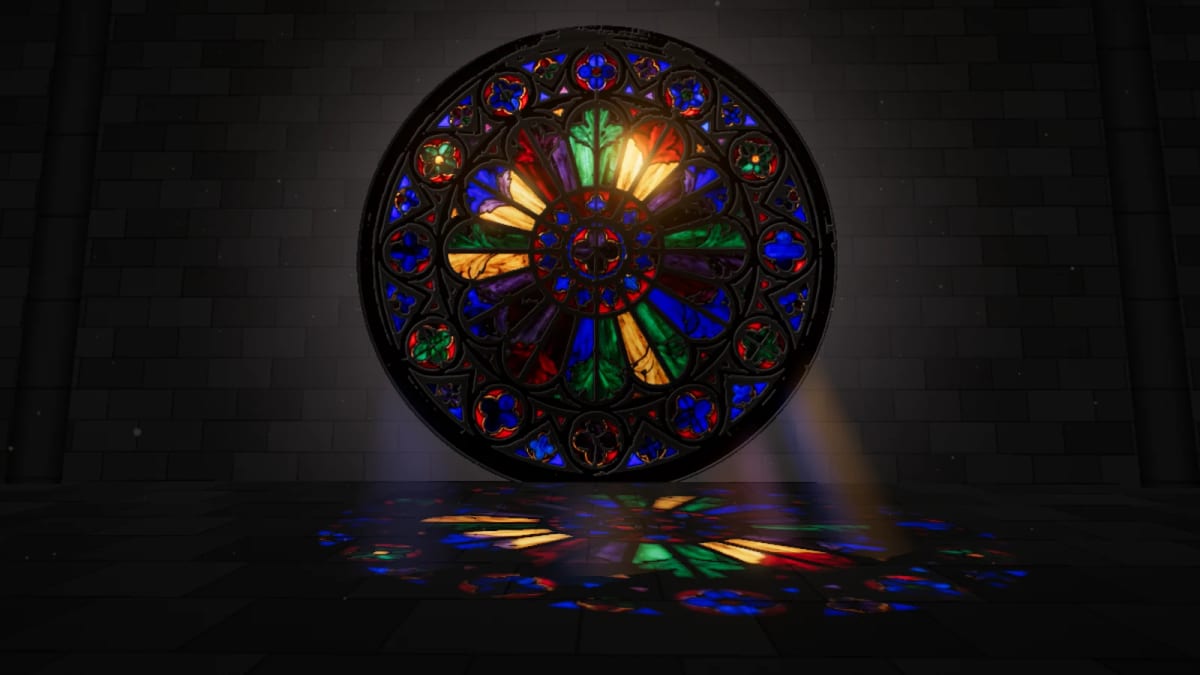 Rosace: a glowing stained-glass rose window — screenshot of the Halofloor music visualizer