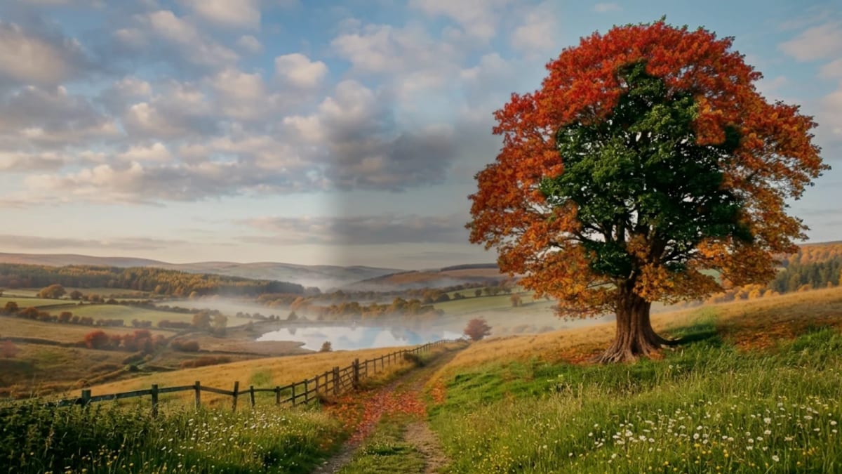 Seasons: a tree through the four seasons — screenshot of the Halofloor music visualizer
