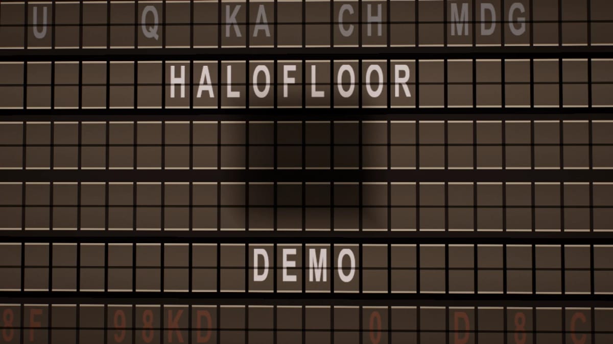 Splitflap: a split-flap departure board — screenshot of the Halofloor music visualizer