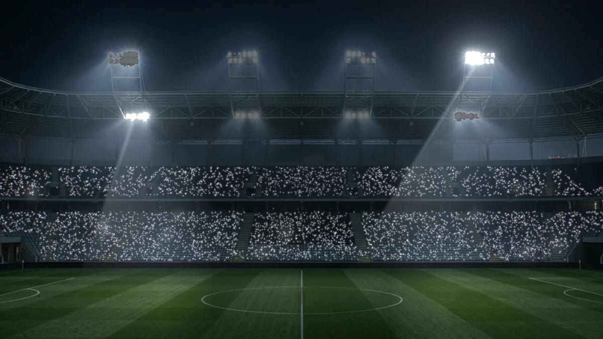 Stadium: a night stadium and lit-up phones — screenshot of the Halofloor music visualizer