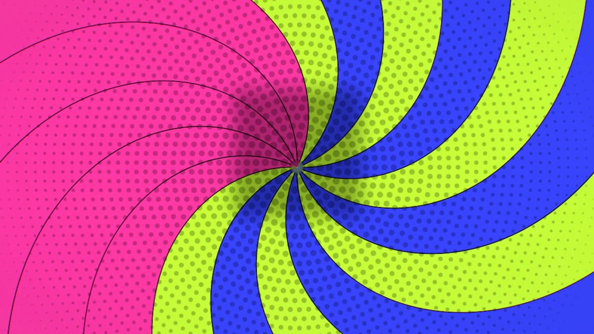 Sunburst: a pop-art sunburst — screenshot of the Halofloor music visualizer