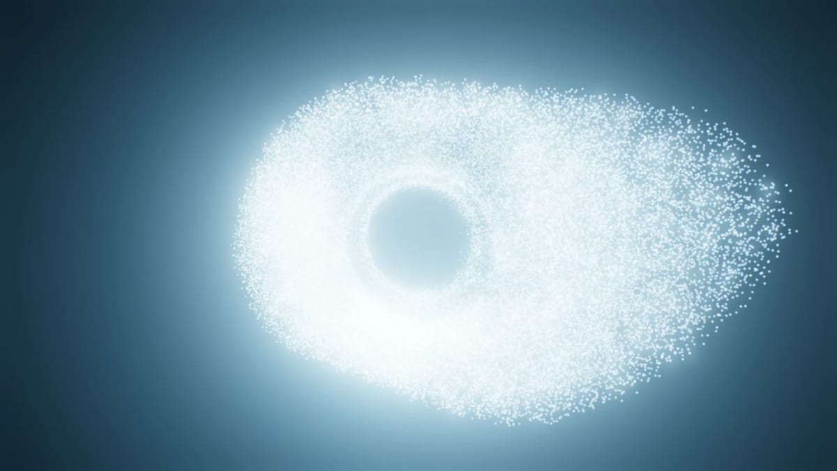 Swarm: a swarm of glowing particles — screenshot of the Halofloor music visualizer