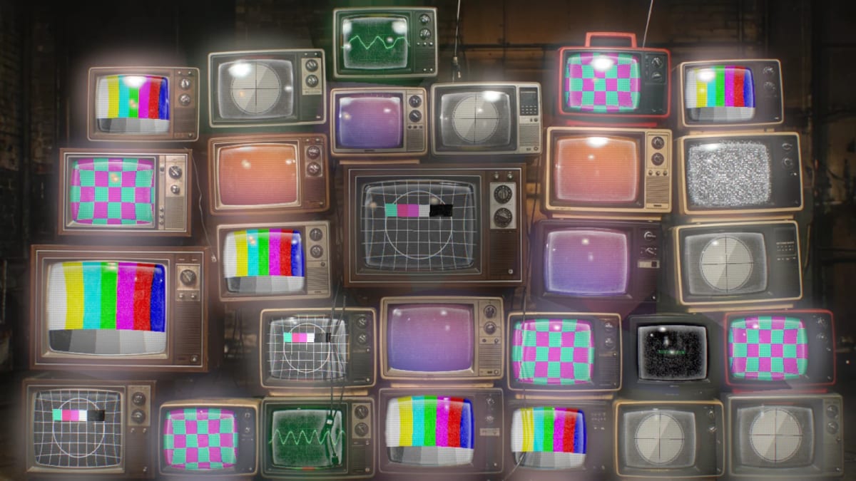 Tvwall: a wall of old TV sets — screenshot of the Halofloor music visualizer