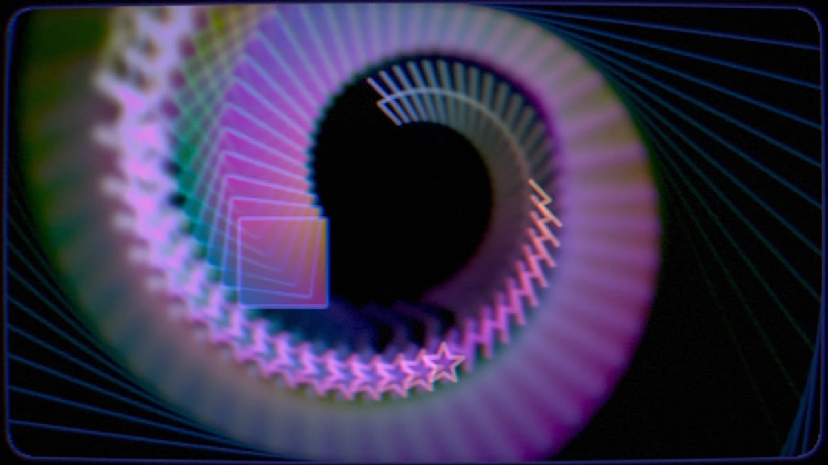 Videoloop: an endless analogue video loop — screenshot of the Halofloor music visualizer