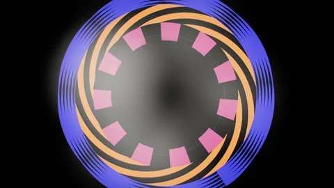 Clave : Rings of pink tiles spinning around a dark center
