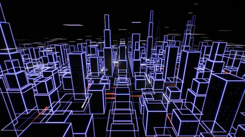 Cyberflight : a flight over a neon city