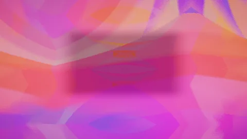 Cycle : Pink and violet color bands flowing around a glowing square