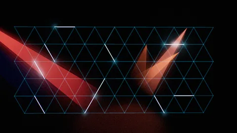 DaftPyramid : Glowing triangular grid crossed by red beams
