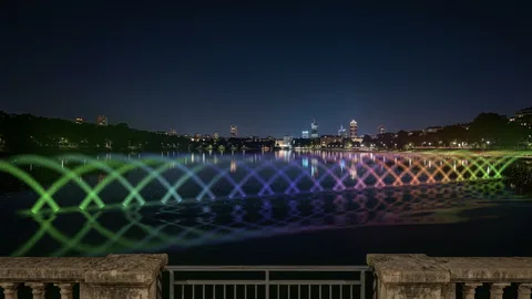 Fountain : a musical fountain on a lake