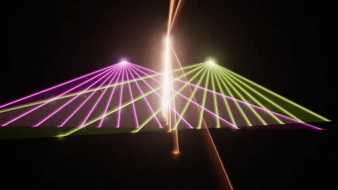 LaserCathedral : Pink and green lasers fanning out