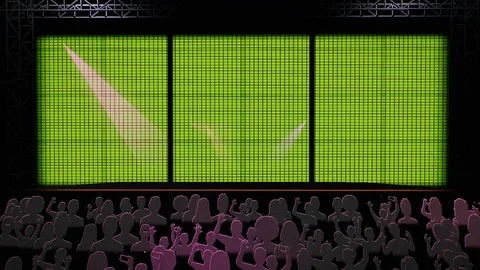 MainStage : Concert stage with giant screens above the crowd