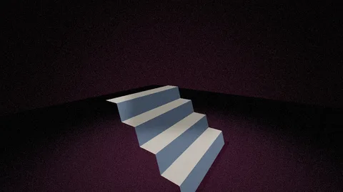 Origami : White paper stairs folding in the dark