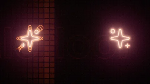 Poster : Pink neon star signs on a dark wall