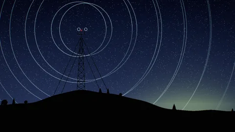 Signal : a radio mast under the stars