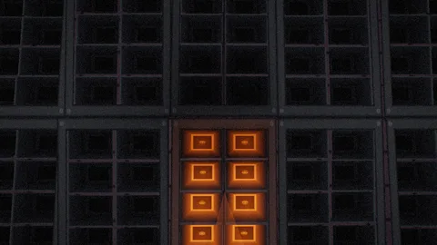 StrobeWall : Wall of strobes flashing in rhythm on a dark grid